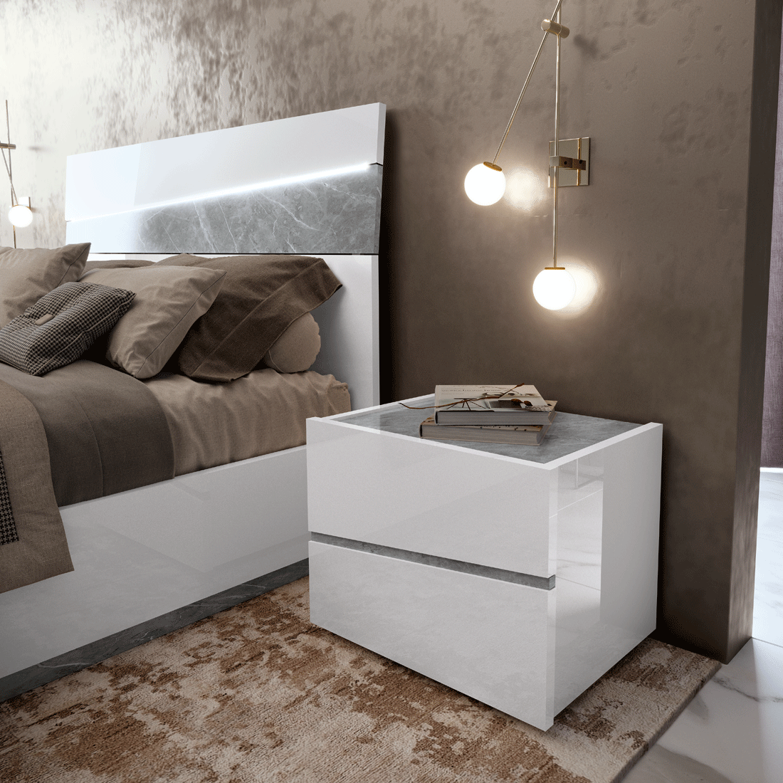 Camelgroup Italy Alba 5 Piece King Bedroom Set In White - Albaks - 5Set | ESF | Home Elegance USA