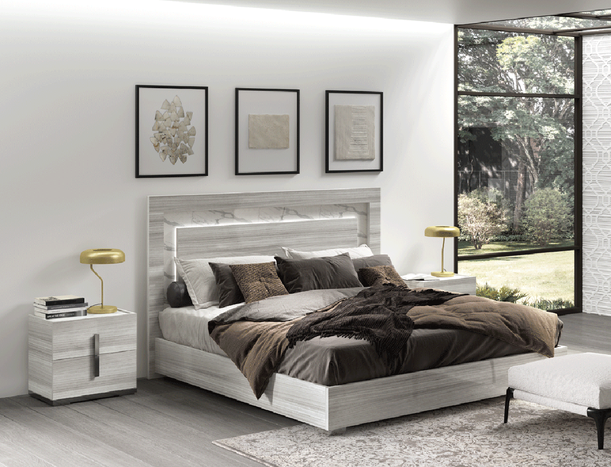 Carrara 3 Piece Eastern King Bedroom Set In Grey - Carrarabedksgrey - 3Set | ESF | Home Elegance USA