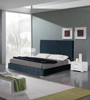 Leonor Blue 3 Piece Queen Storage Bed With Momo Casing - Leonorbedqsblue-3Set | ESF