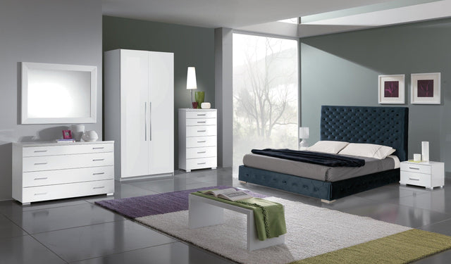 Esf Furniture - Leonor Blue 5 Piece Queen Storage Bed With Momo Casing - Leonorbedqsblue-5Set