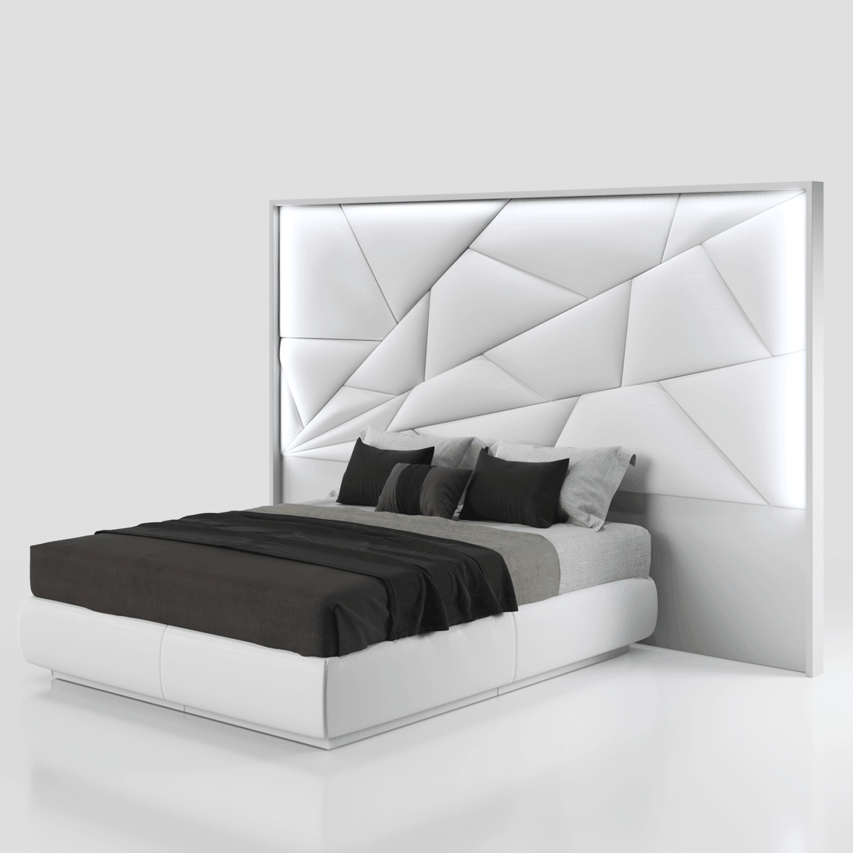 Esf Furniture - Majesty Queen Bed W/Light In White - Majestyqs