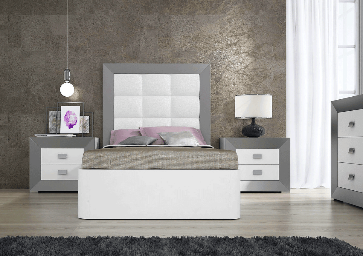 Esf Furniture - Margo 4 Piece Twin Size Storage Bedroom Set In White/Grey - Margotsbed-4Set