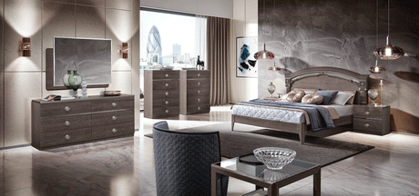 Esf Furniture - Nabucco Night 6 Piece King Bedroom Set In Silver Birch - Nabuccoks-6Set