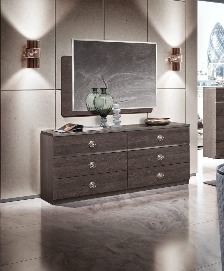 Esf Furniture - Nabucco Double Dresser With Mirror In Silver Birch - Nabuccodd-M