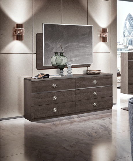 Esf Furniture - Nabucco Double Dresser With Mirror In Silver Birch - Nabuccodd-M