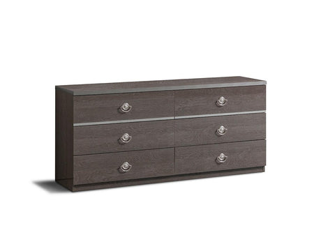 Nabucco Night 6 Piece King Bedroom Set In Silver Birch - Nabuccoks-6Set | ESF