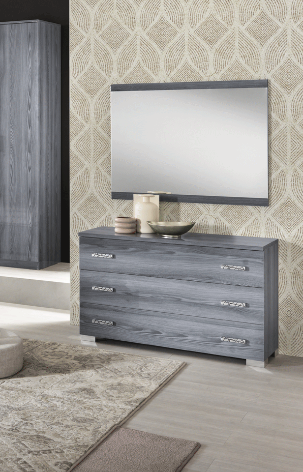 Esf Furniture - Nicole Dresser With Mirror In Grey - Nicoledresser-Mr