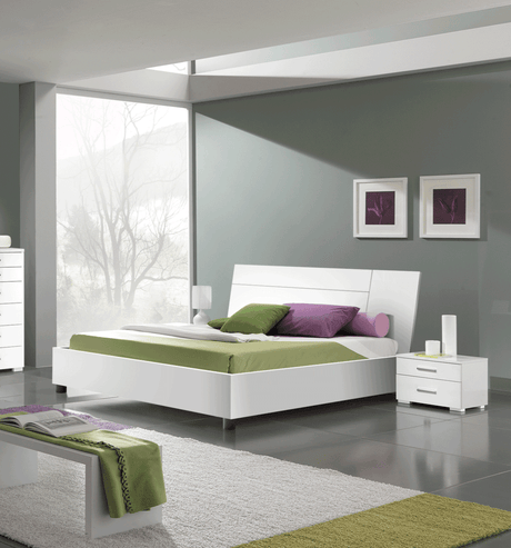 Esf Furniture - Panarea 3 Piece Queen Bedroom Set In White W/ Momo Cases - Panareaqswhite-3Set