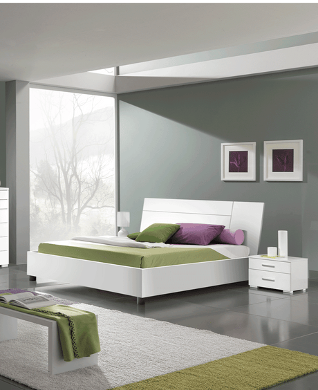 Esf Furniture - Panarea 3 Piece King Bedroom Set In White W/ Momo Cases - Panareakswhite-3Set