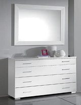 Esf Furniture - Panarea 5 Piece Queen Bedroom Set In White W/ Momo Cases - Panareaqswhite-5Set