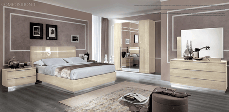 Camelgroup Italy Legno 5 Piece King Bedroom Set Ivory - Platinumksbeige - 5Set | ESF | Home Elegance USA