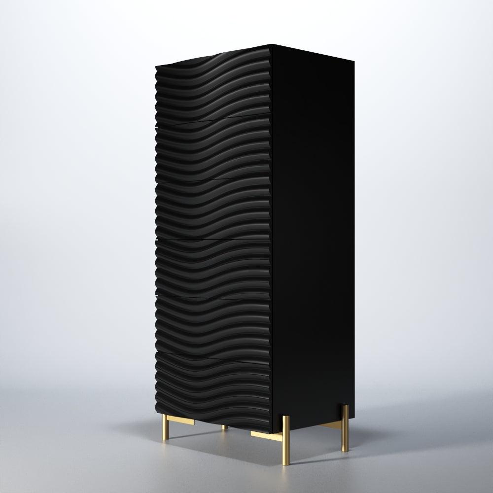 Esf Furniture - Franco Spain Wave Chest In Dark Grey - Wavechestgrey