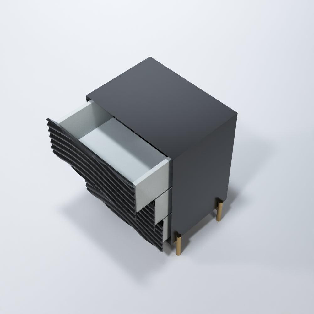 Esf Furniture - Franco Spain Wave 3 Piece Queen Bedroom Set In Dark Grey - Waveqsbedgrey-3Set