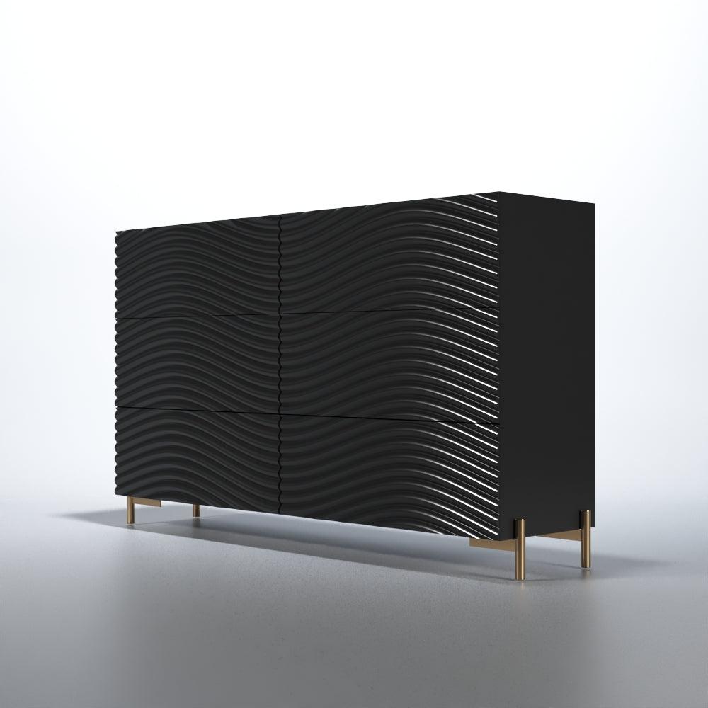 Esf Furniture - Franco Spain Wave Double Dresser In Dark Grey - Wavedoubledressegrey