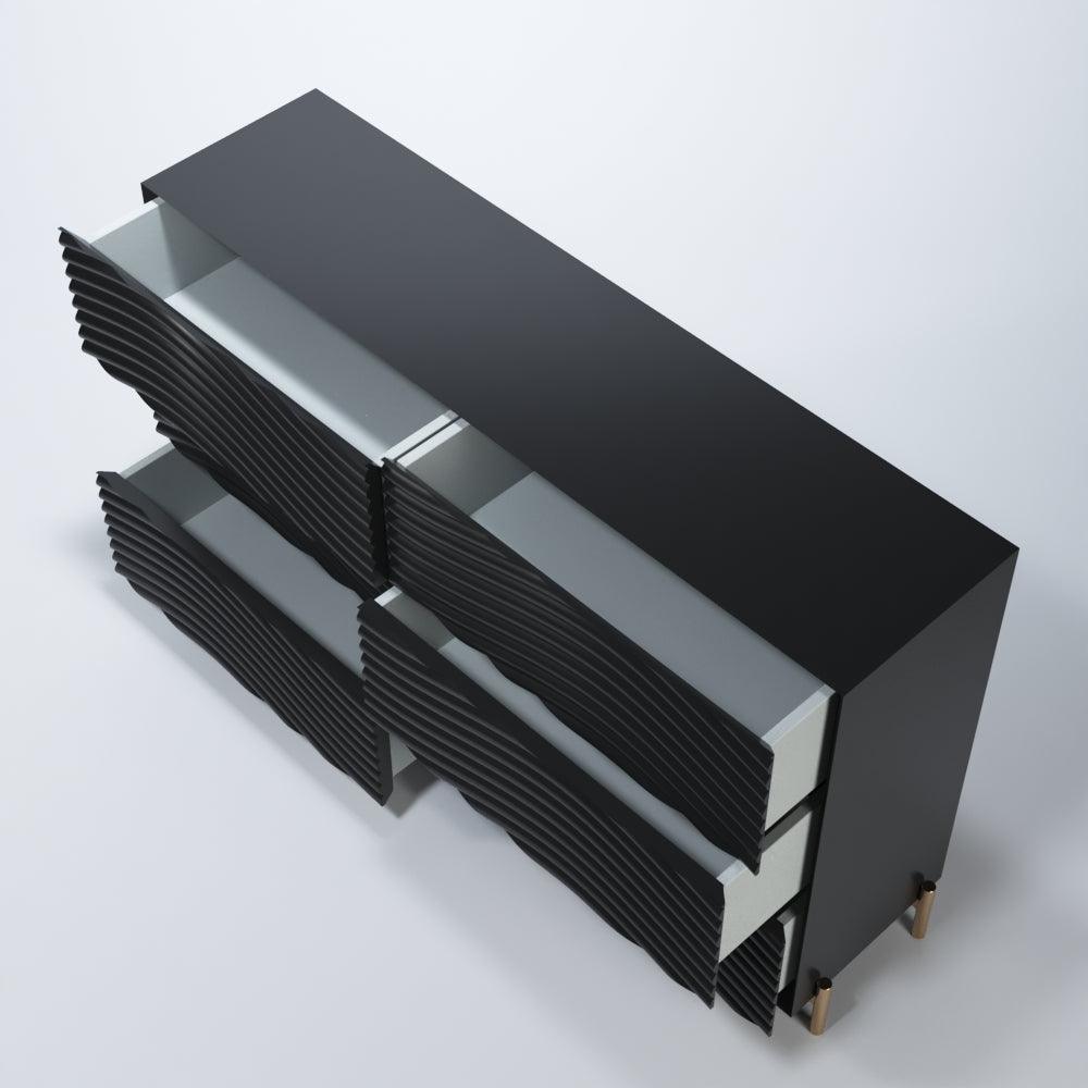 Esf Furniture - Franco Spain Wave Double Dresser With Mirror In Dark Grey - Wavedoubledressegrey-M