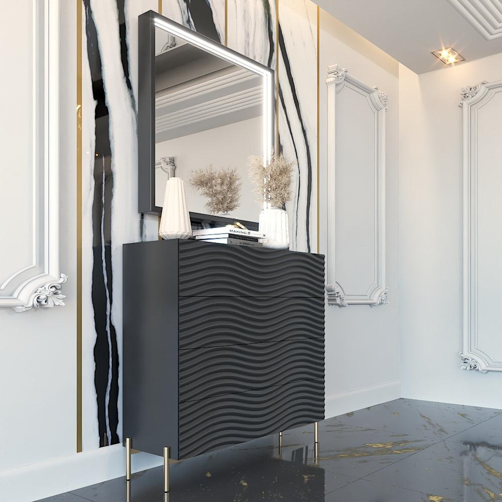 Esf Furniture - Franco Spain Wave 5 Piece King Bedroom Set In Dark Grey - Waveksbedgrey-5Set