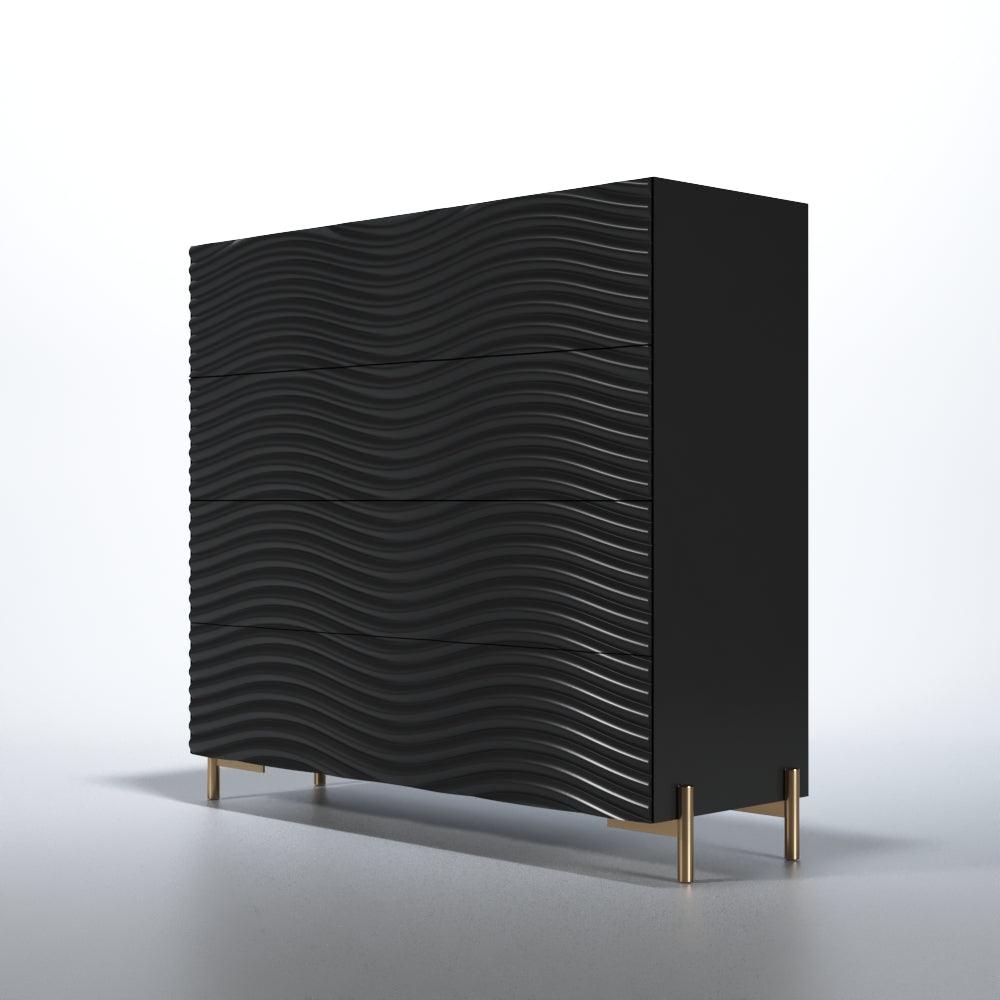 Esf Furniture - Franco Spain Wave Single Dresser In Dark Grey - Wavesingledressegrey