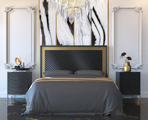 Franco Spain Wave 3 Piece Queen Bedroom Set In Dark Grey - Waveqsbedgrey-3Set | ESF