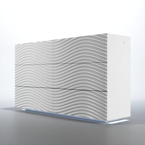 Wave Double Dresser with Light in White (Shiny) – Modern Bedroom Storage by ESF Furniture