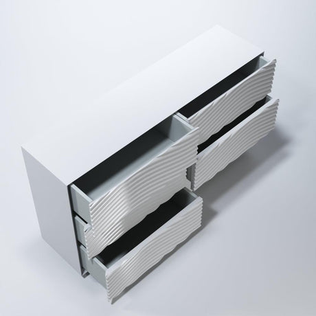 Franco Spain Wave Double Dresser With Mirror In White - Wavedoubledressewhit-Mr | ESF