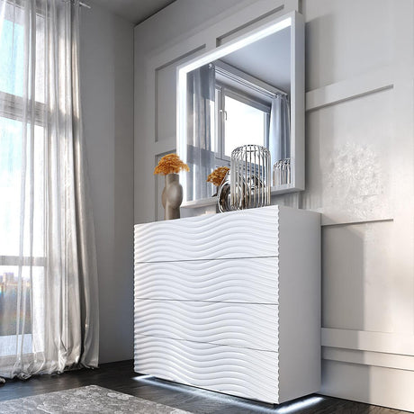 Franco Spain Wave 5 Piece Queen Bedroom Set In White - Waveqsbedehite-5Set | ESF