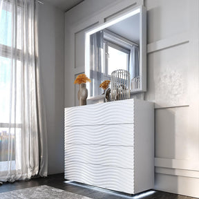 Franco Spain Wave Single Dresser With Mirror In White - Wavesingledressewhit-Mr | ESF