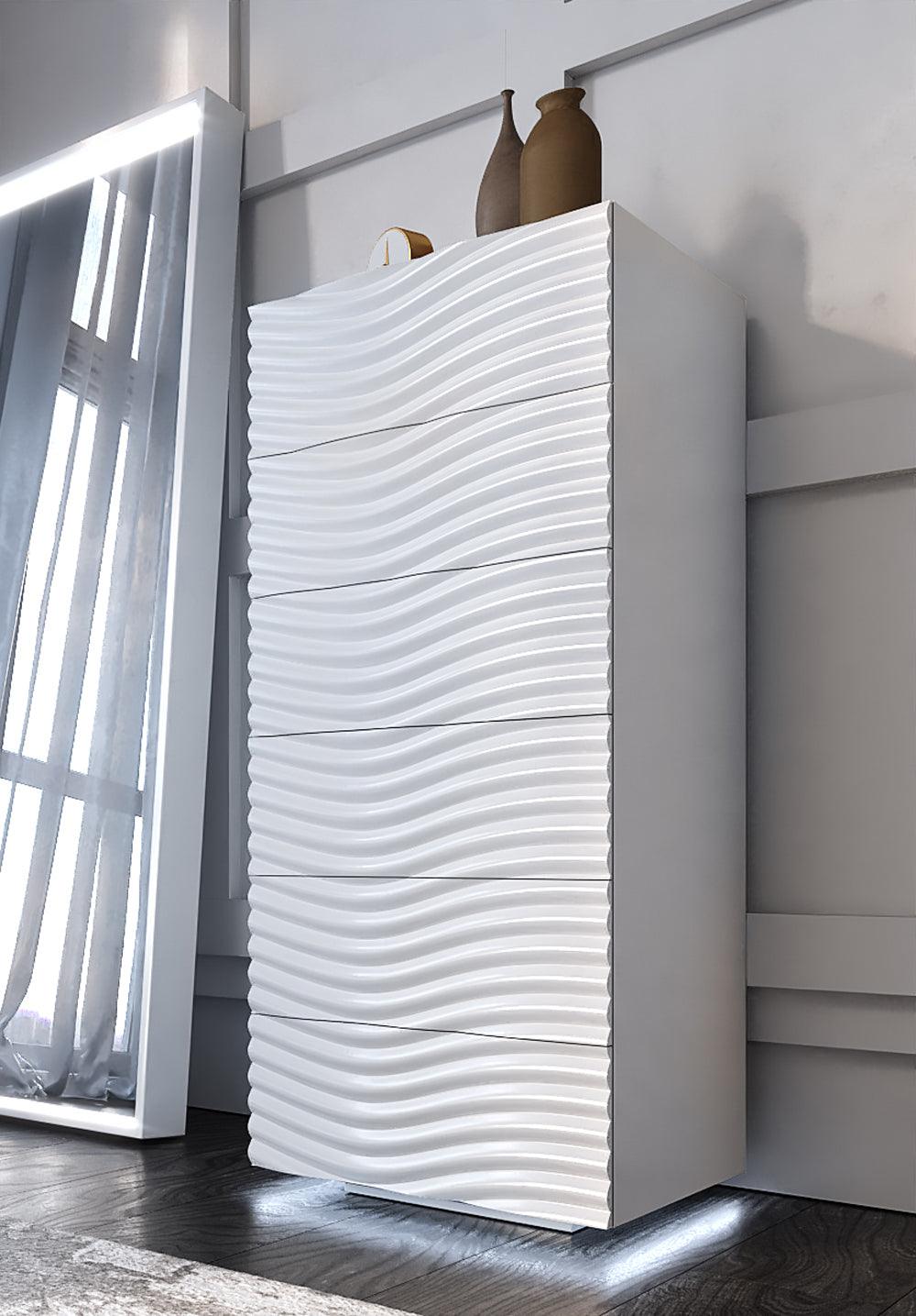 Esf Furniture - Franco Spain Wave Chest In White - Wavechestwhite