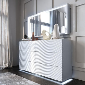Franco Spain Wave Double Dresser With Mirror In White - Wavedoubledressewhit-Mr | ESF