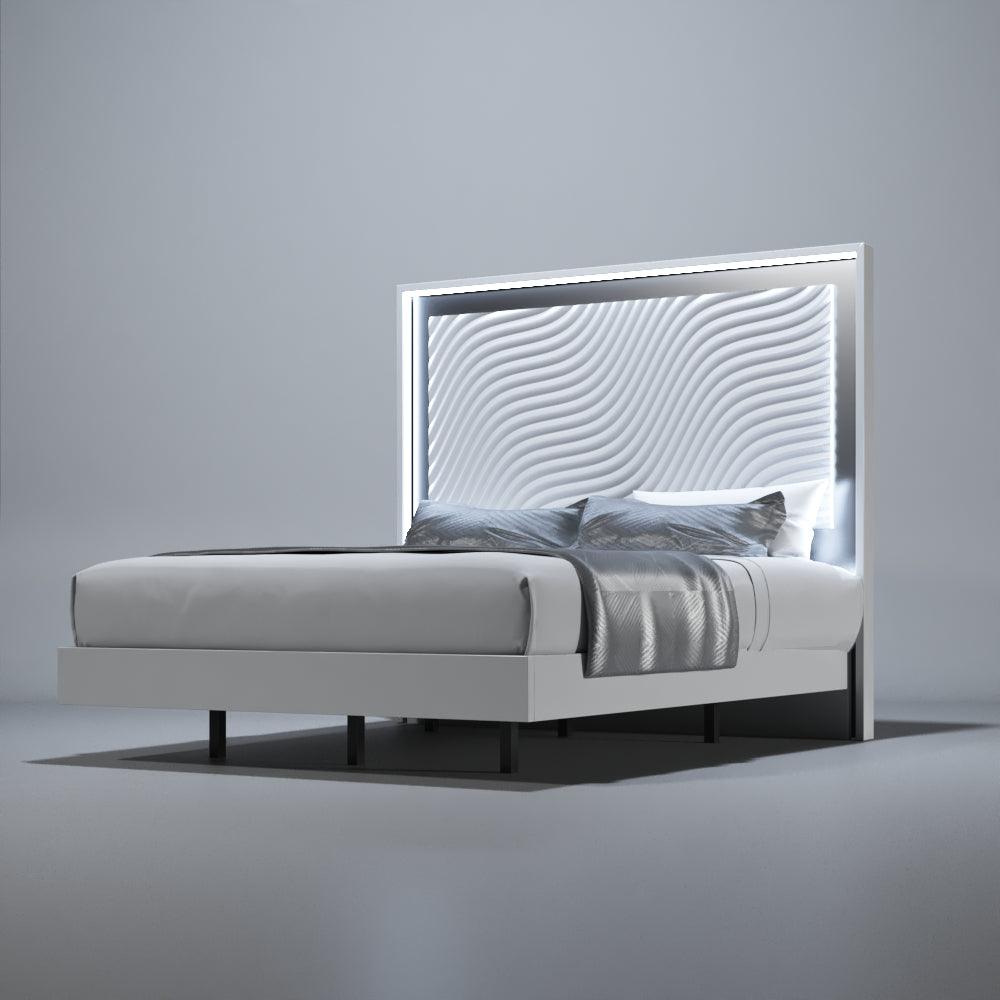 Esf Furniture - Franco Spain Wave King Size Bed In White - Waveksbedwhite