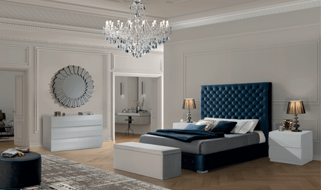 Esf Furniture - Leonor Blue 5 Piece Queen Storage Bedroom Set - Leonorbedqsblue-M152-C152-E100