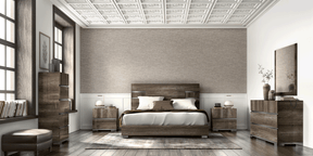 Status Italy Kamea 5 Piece Queen Bedroom Set In Vintage Oak - Kameaqs-5Set | ESF
