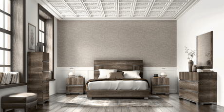 Status Italy Kamea Queen Size Bed In Vintage Oak - Kameaqs | ESF