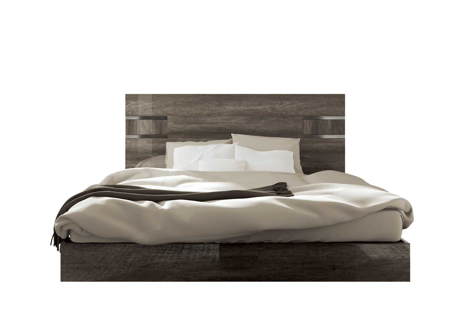 Status Italy Kamea King Size Bed In Vintage Oak - Kameaks | ESF