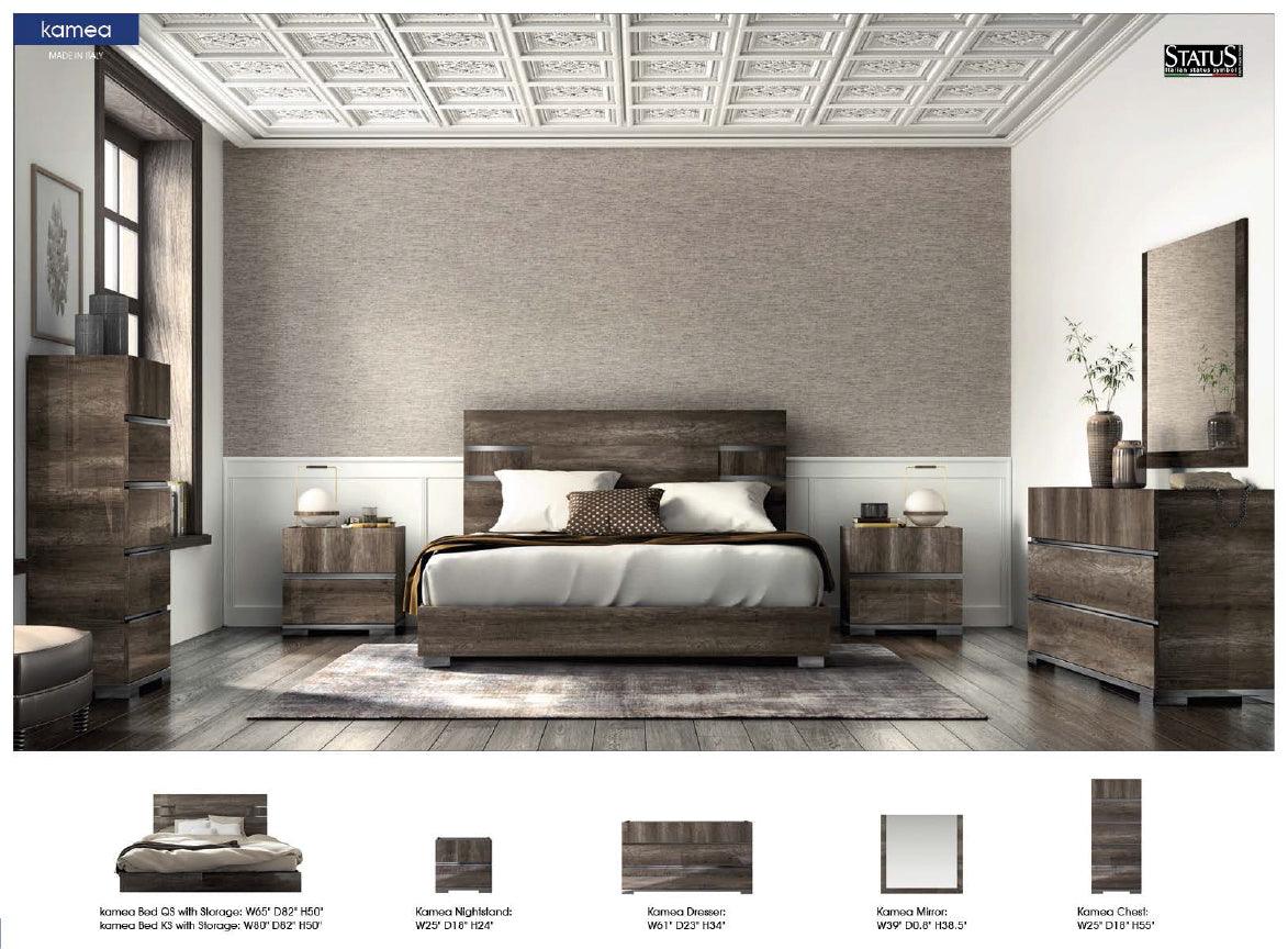 Esf Furniture - Status Italy Kamea 5 Piece Eastern King Bedroom Set In Vintage Oak - Kameaks-5Set