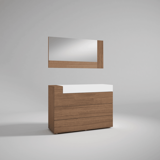 Esf Furniture - Mar Single Dresser With Mirror In Natural - Marsingledresser-M