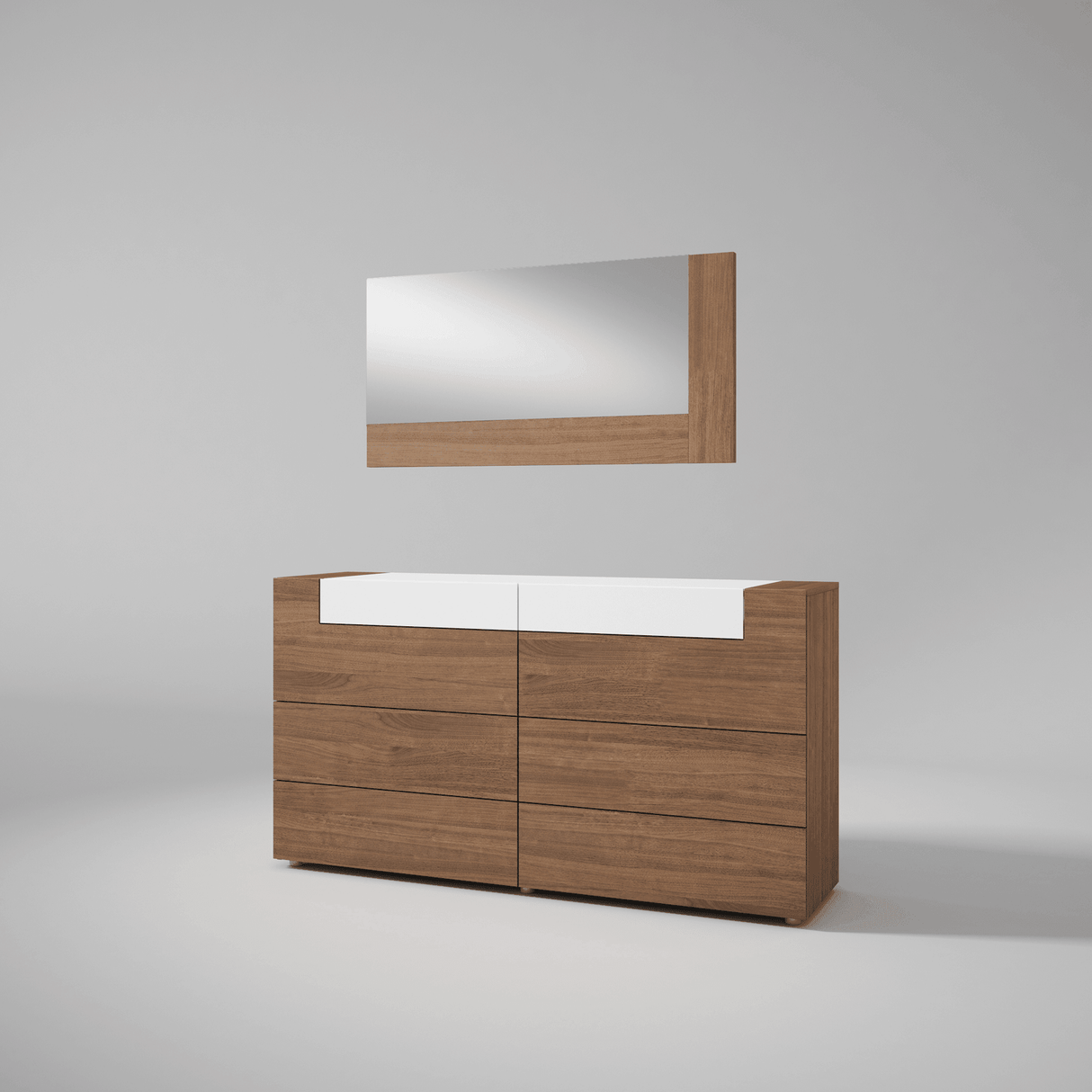 Esf Furniture - Mar Double Dresser With Mirror In Natural - Mardoubledresser-M