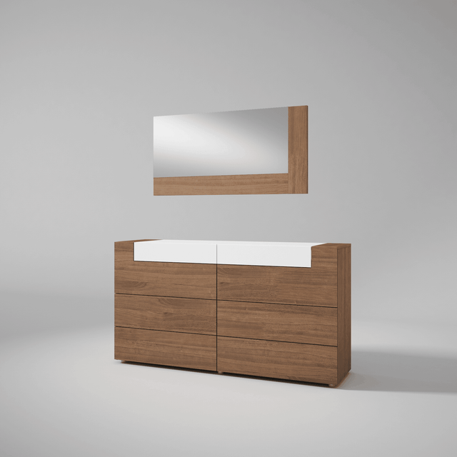 Esf Furniture - Mar Double Dresser With Mirror In Natural - Mardoubledresser-M