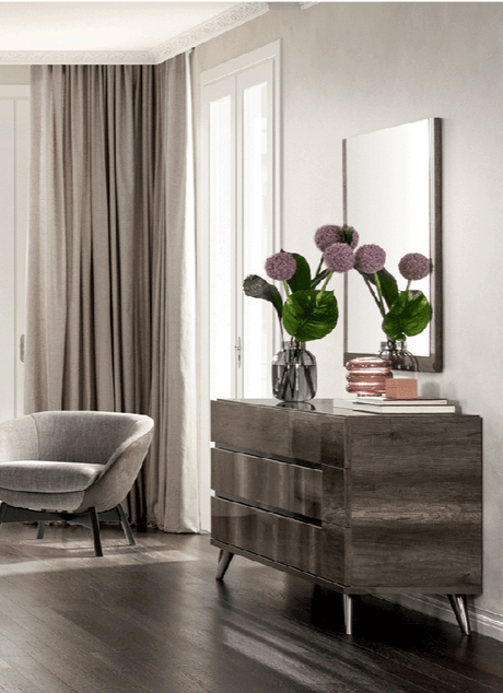 Esf Furniture - Medea Double Dresser With Mirror In Vintage Oak - Medeadresser-M