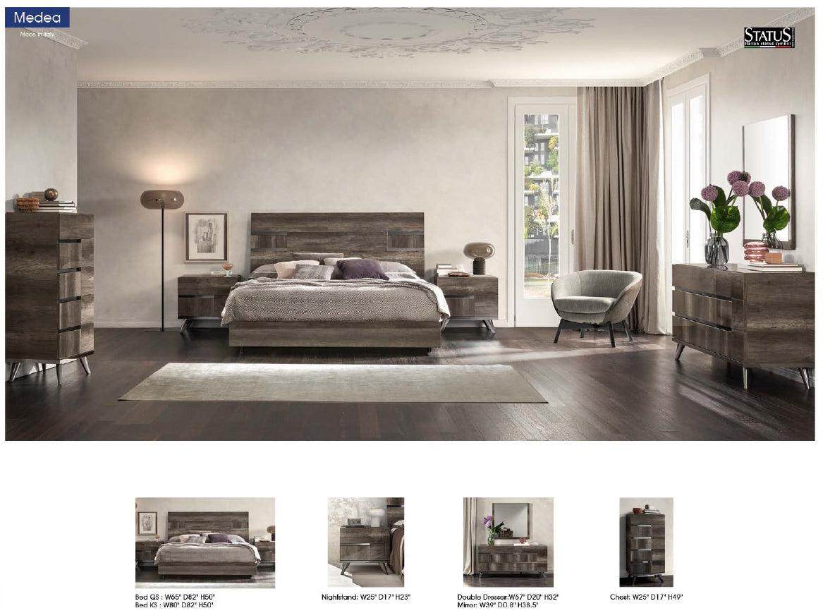 Esf Furniture - Medea 6 Piece Eastern King Bedroom Set In Vintage Oak - Medeaks-6Set