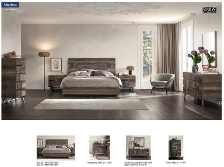 Medea 5 Piece Queen Bedroom Set In Vintage Oak - Medeaqs-5Set | ESF