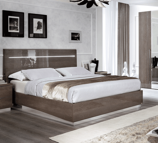 Esf Furniture - Platinum Legno Queen Size Bed In Silver Birch - Platinumbedqslegno