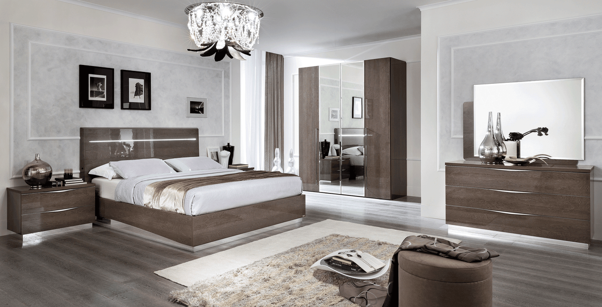 Esf Furniture - Platinum Legno Queen Size Bed In Silver Birch - Platinumbedqslegno