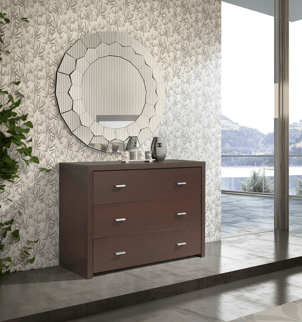 Esf Furniture - Regina 5 Piece Queen Storage Bedroom Set In Wenge - Reginabedqs-5Set