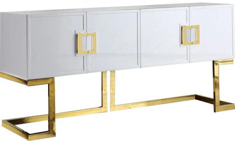Beth Sideboard / Buffet in White Lacquer with Gold Base by Meridian Furniture Meridian Furniture