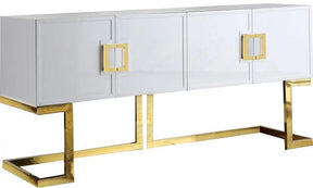 Beth Sideboard / Buffet In White Lacquer With Gold Base | Meridian