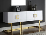 Beth Sideboard / Buffet in White Lacquer with Gold Base by Meridian Furniture Meridian Furniture