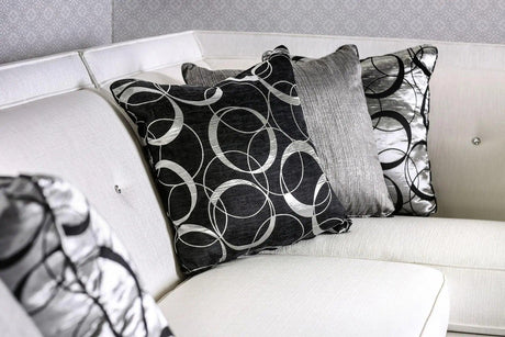 Betria Transitional Sectional in White High-Shine Synthetic Fabric Color by Furniture of America