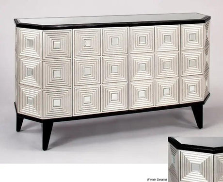 Black Espresso & Silver Leaf Credenza Cabinet 1980-S with optional Wall Mirror by Artmax Artmax Furniture