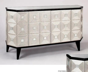 Black Espresso & Silver Leaf Credenza Cabinet With Optional Wall Mirror 1980-S | Artmax
