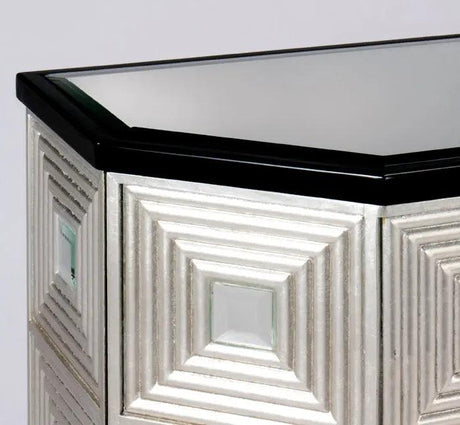 Black Espresso & Silver Leaf Credenza Cabinet With Optional Wall Mirror 1980-S | Artmax